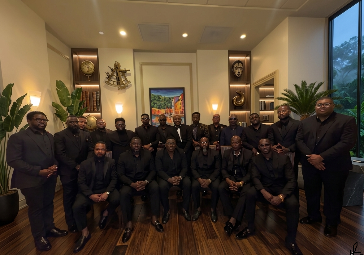 upper Echelon Brothers gathered at a community event